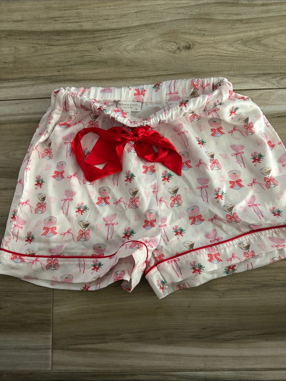 Alter'd State Merry Martini espresso martini holiday Satin PJ Shorts - XS